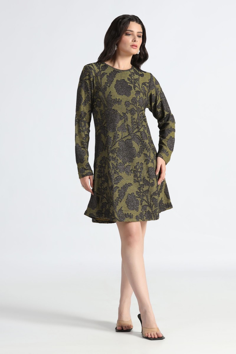 FLORAL METALLIC KNITED TRANSFER JACQUARD TUNIC
