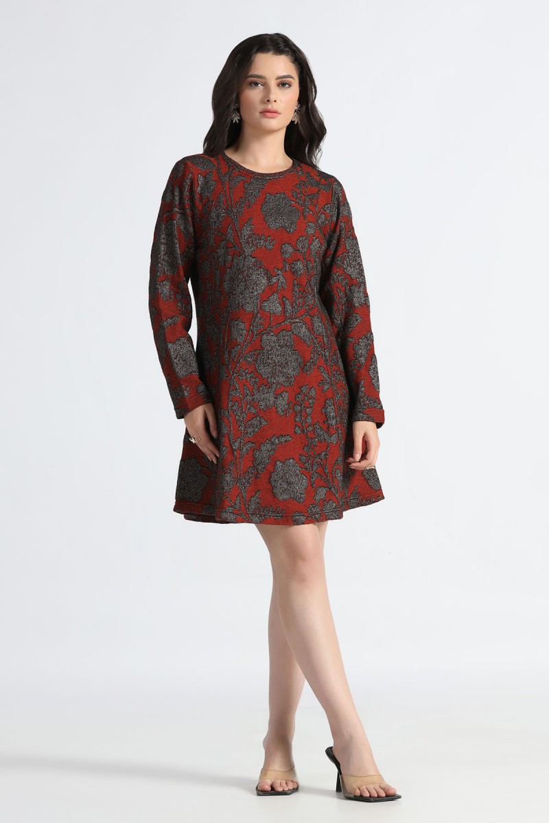 FLORAL METALLIC KNITED TRANSFER JACQUARD TUNIC