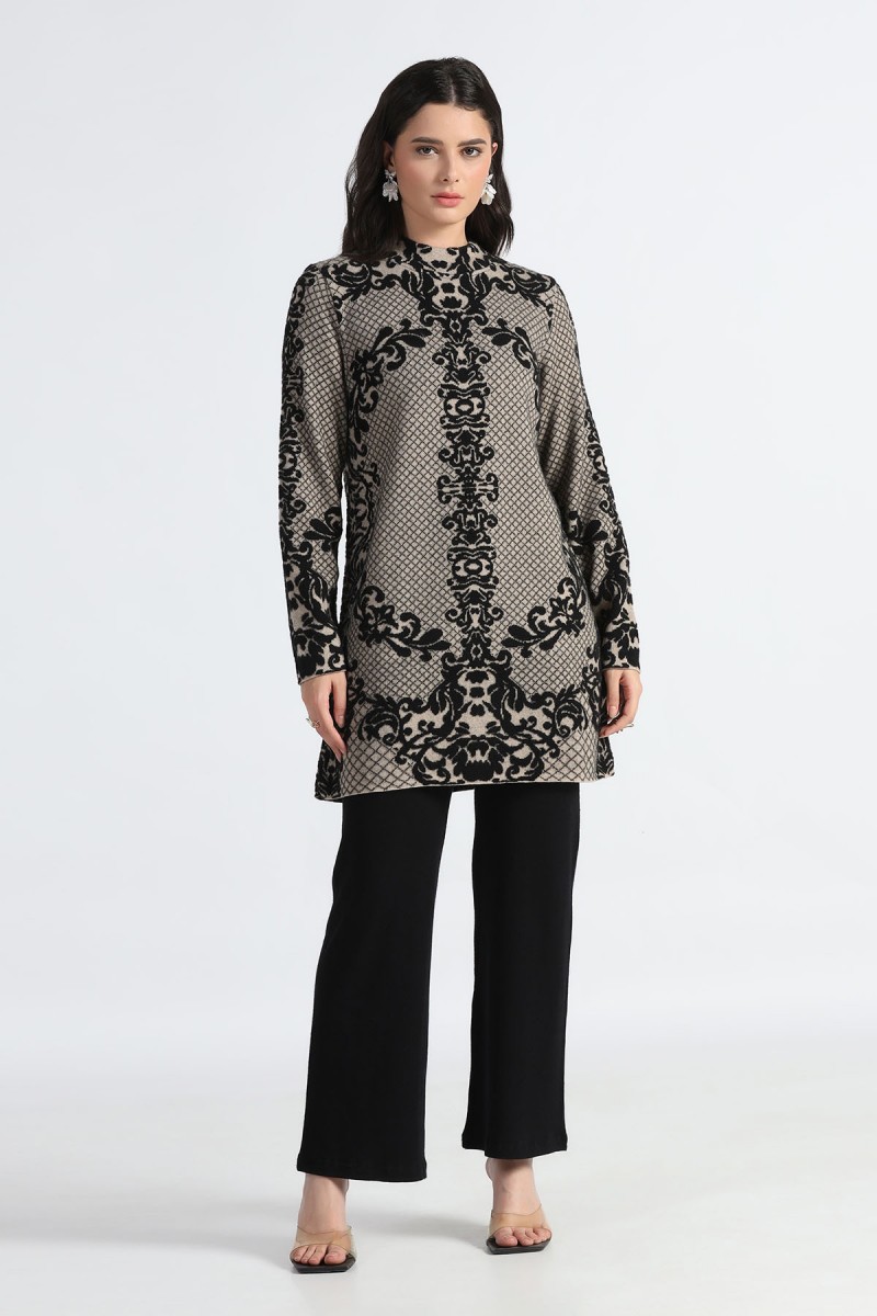LACE JACQUARD KNITTED TUNIC LACE JACQUARD KNITTED TUNIC