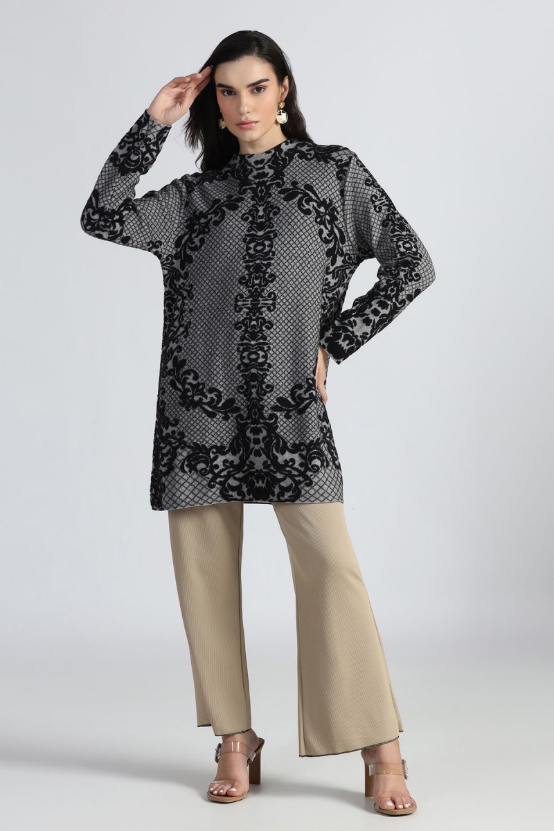 LACE JACQUARD KNITTED TUNIC