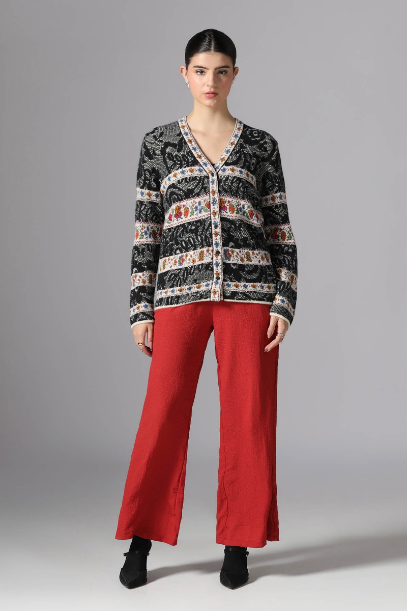 LACE FLORAL JACQUARD CARDIGAN