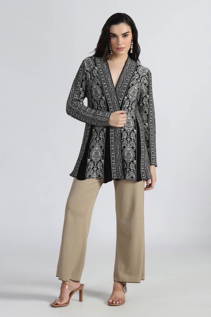 PASELY JACQUARD KNITED OPEN CARDIGAN