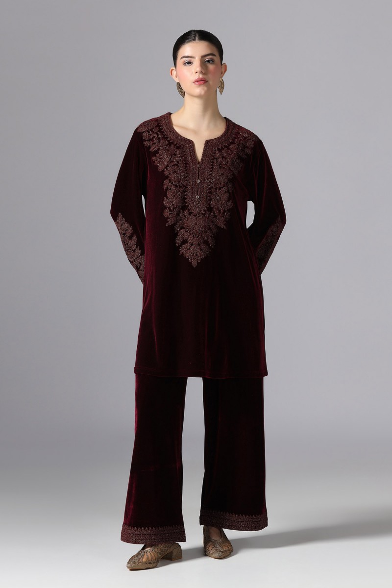 CORD EMBROIDERED VELVET CO-ORD SET