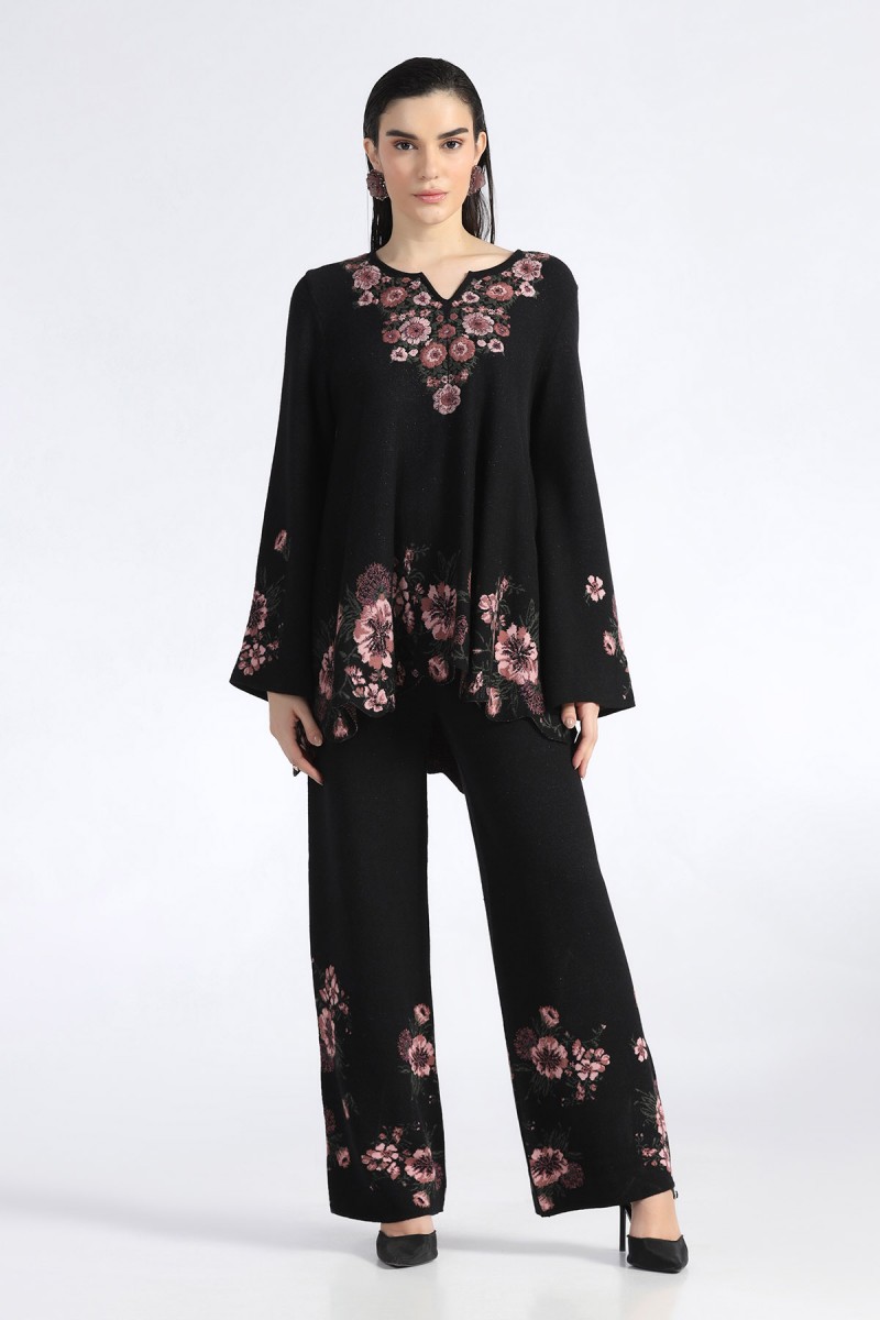 FLORAL JACQUARD EMBROIDERED CO- ORD SET