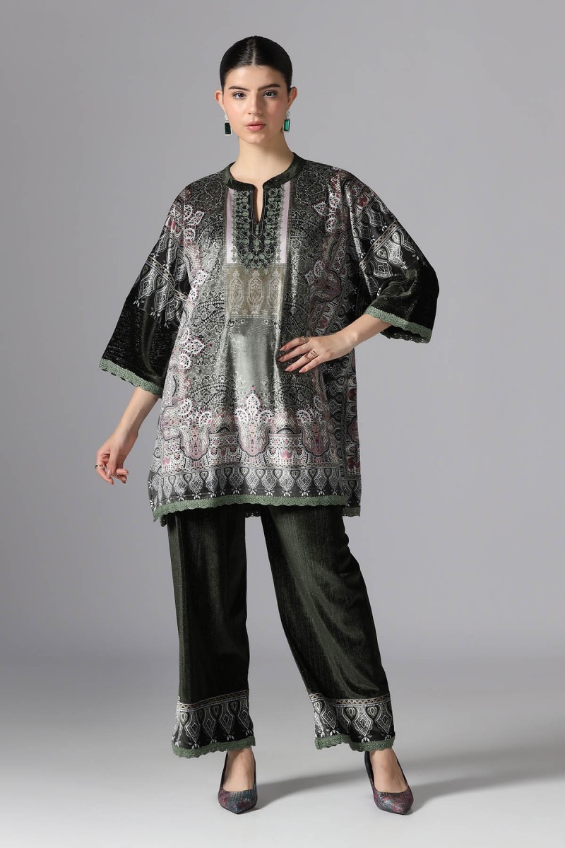 DIGITAL PRINTED EMBROIDERED CO-ORD SET