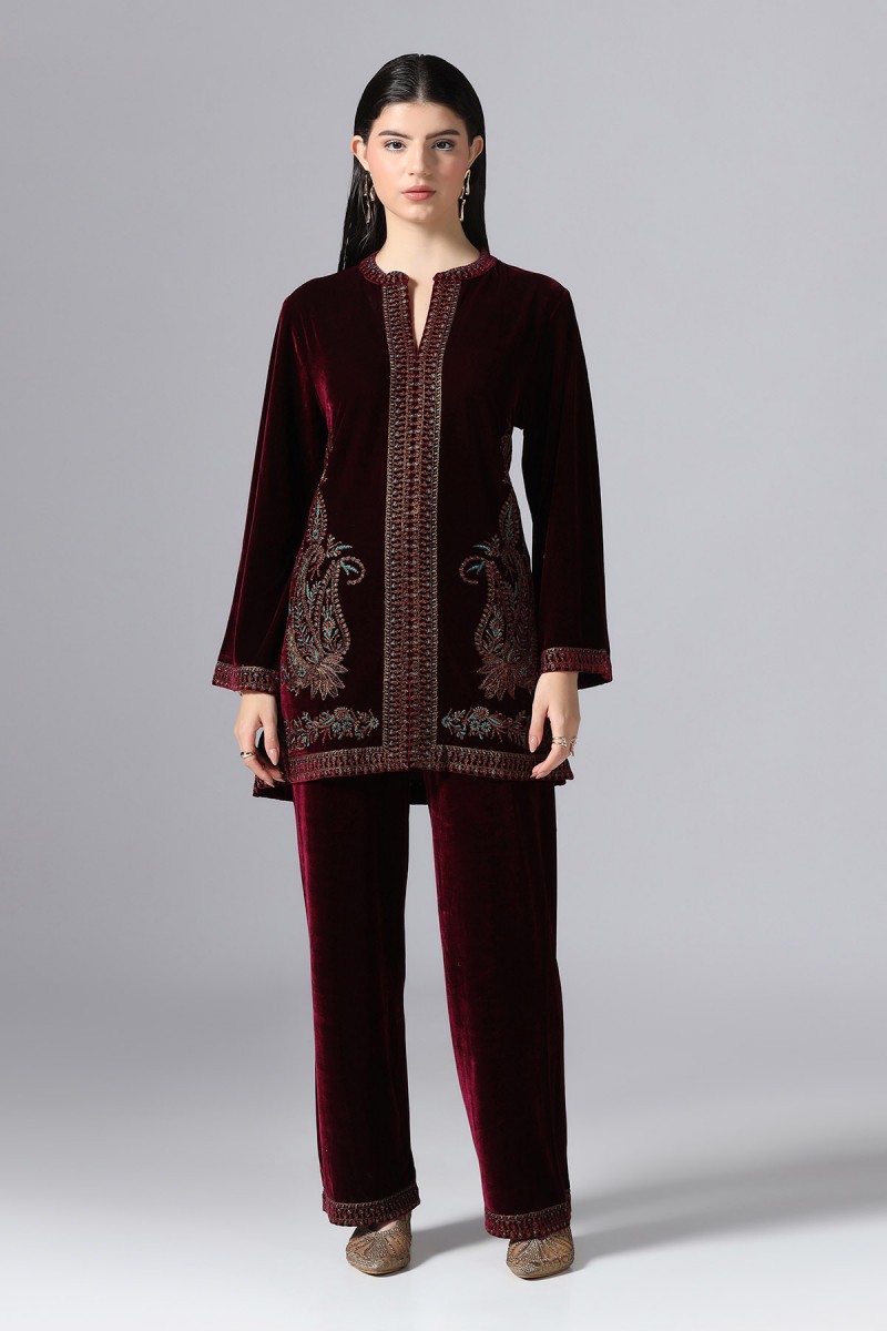 CORD EMBROIDERED VELVET CO-ORD SET