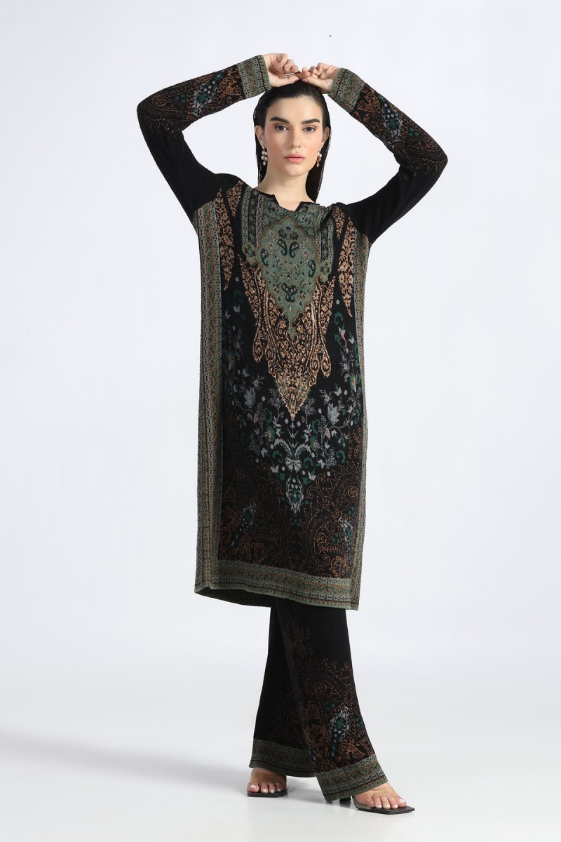 ETHNIC PASELY JACQUARD KNITED KURTI SET