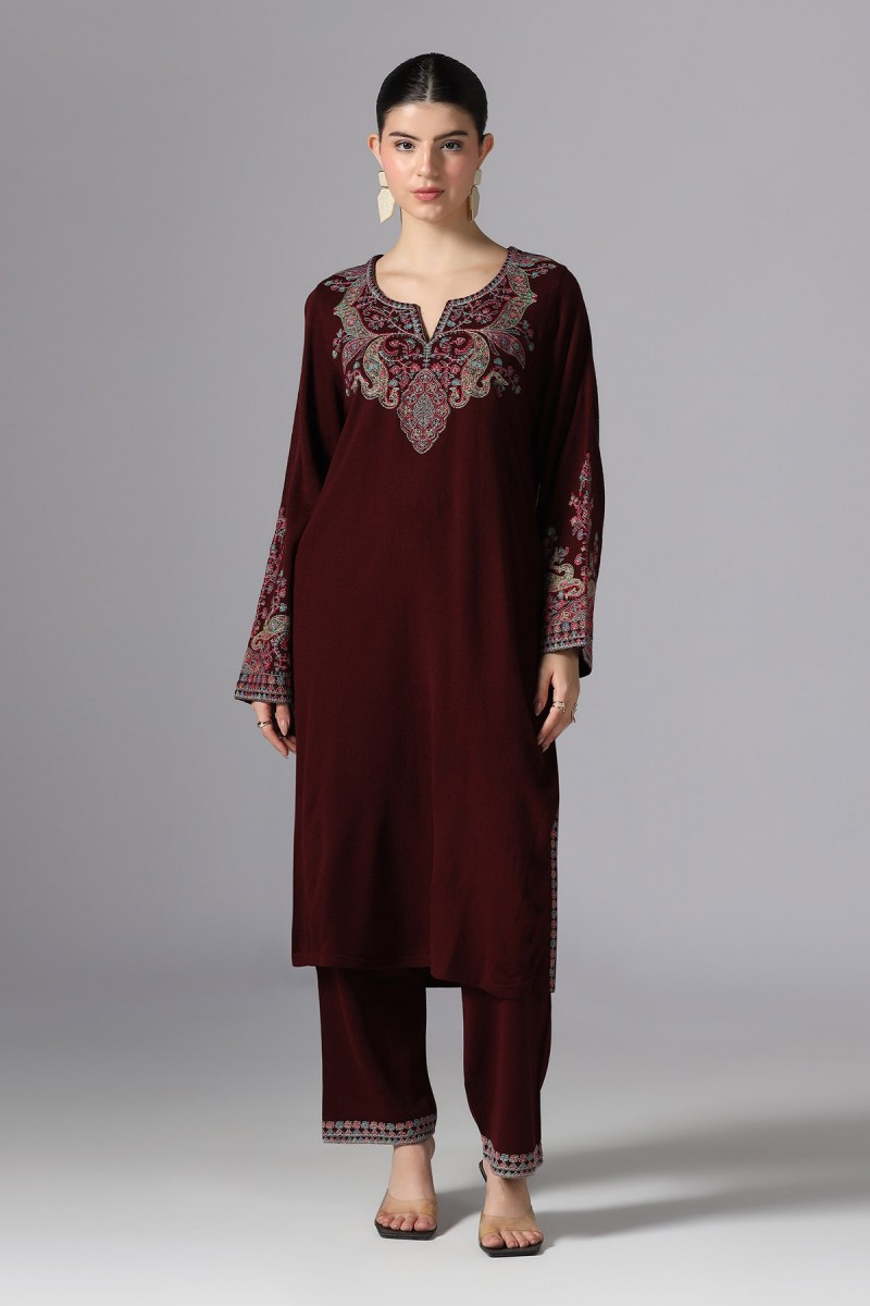 MULTI COLOURED EMBROIDERY KNITTED  KURTI SET
