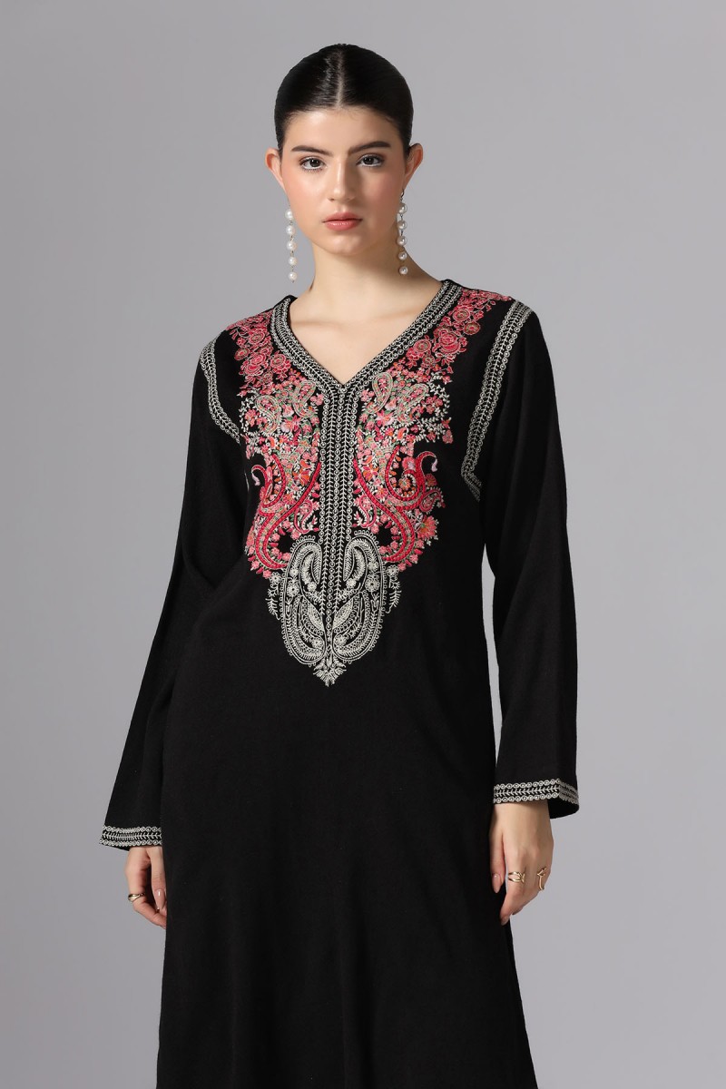 MULTI COLOURED EMBROIDERY KNITED KURTI SET