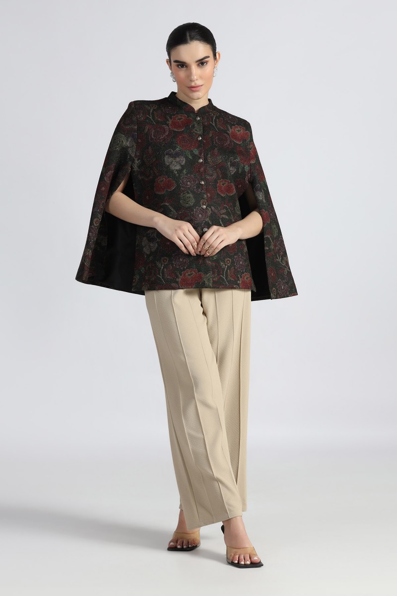 DIGITAL PRINTED KNITED CAPE COAT