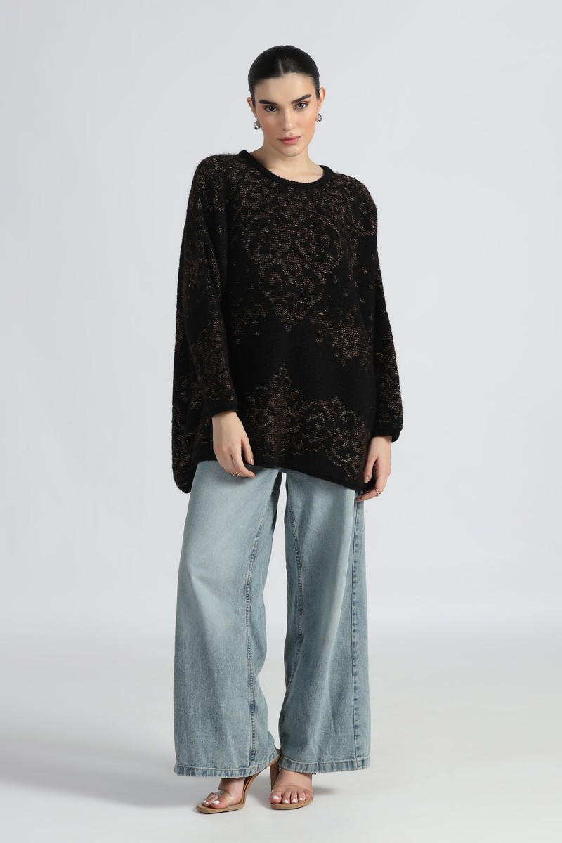 ETHNIC JACQUARD KNITED PONCHO