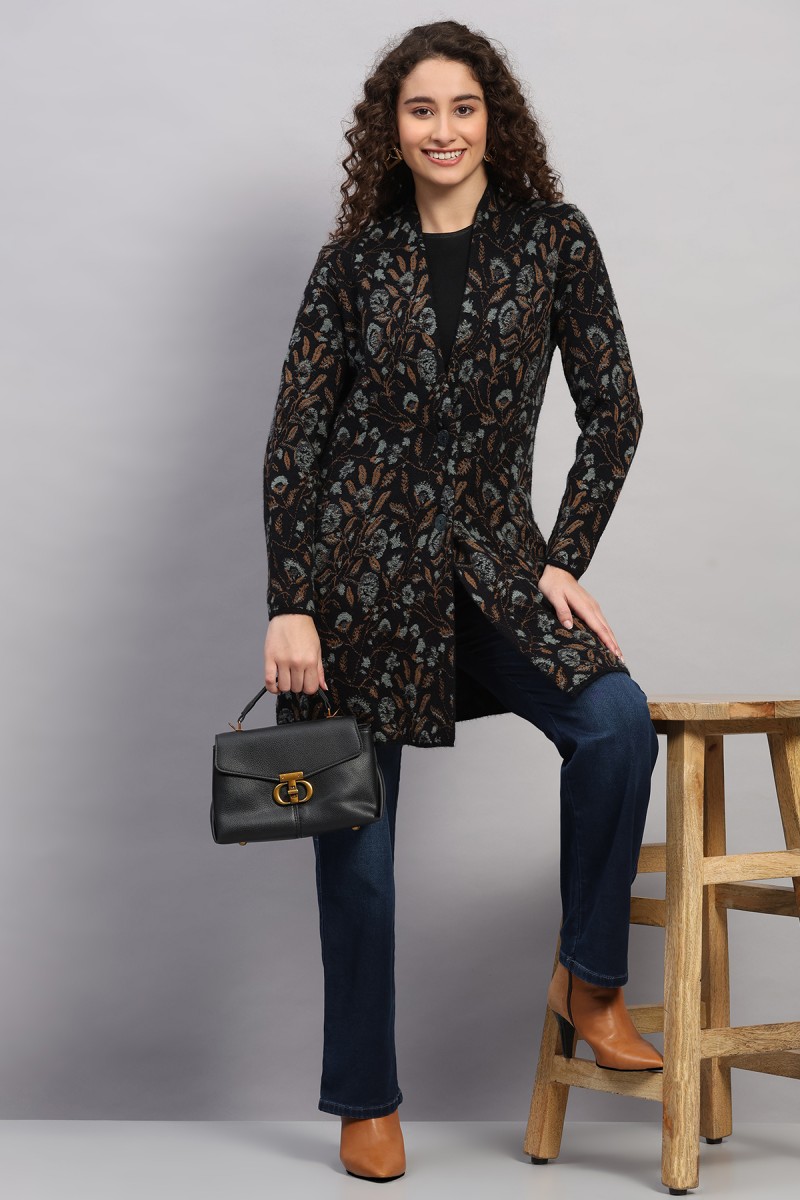 KASHMIRI PAISLEY JACQUARD PLUSH KNITED COAT