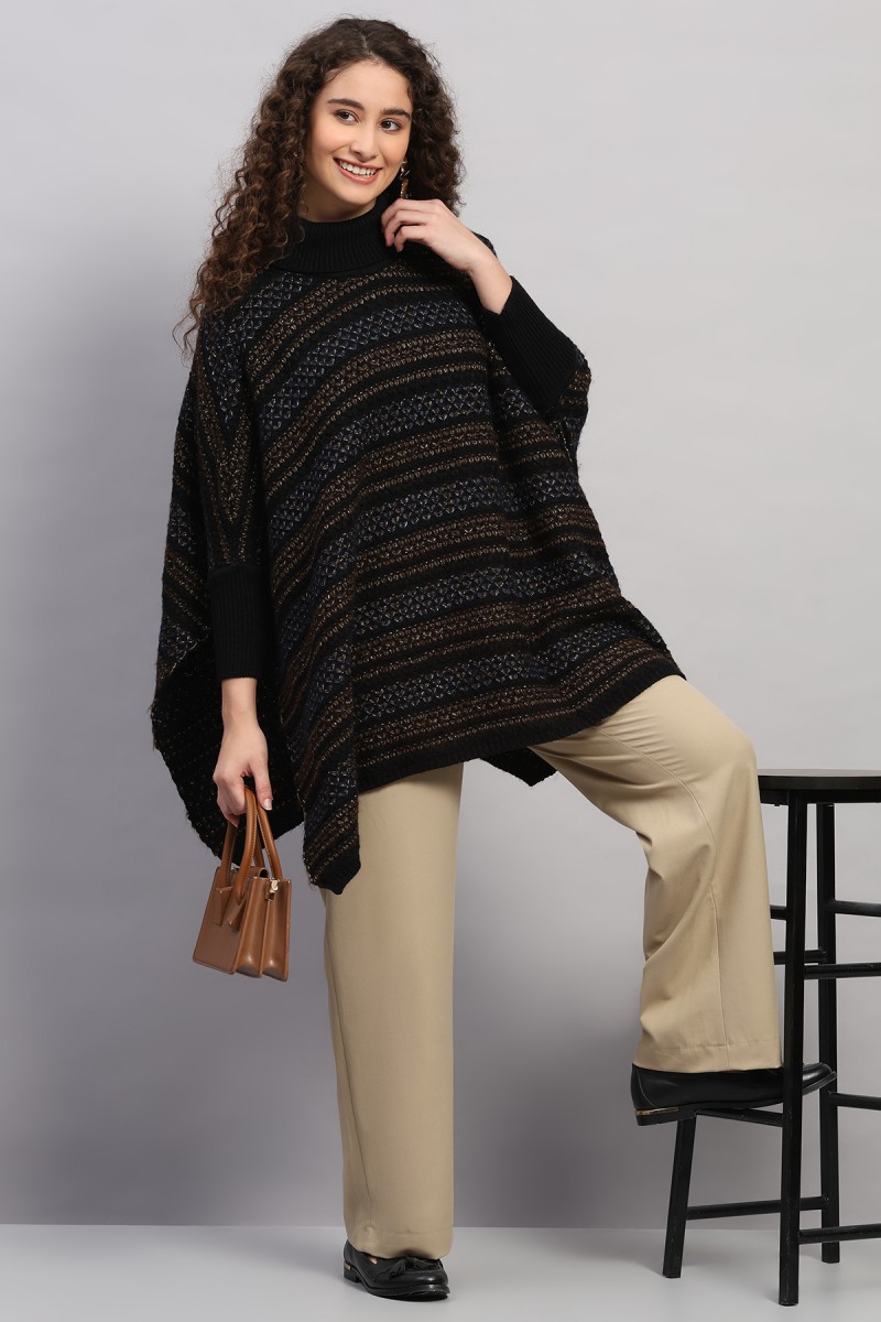 MULTI STITCH KNITTED PONCHO