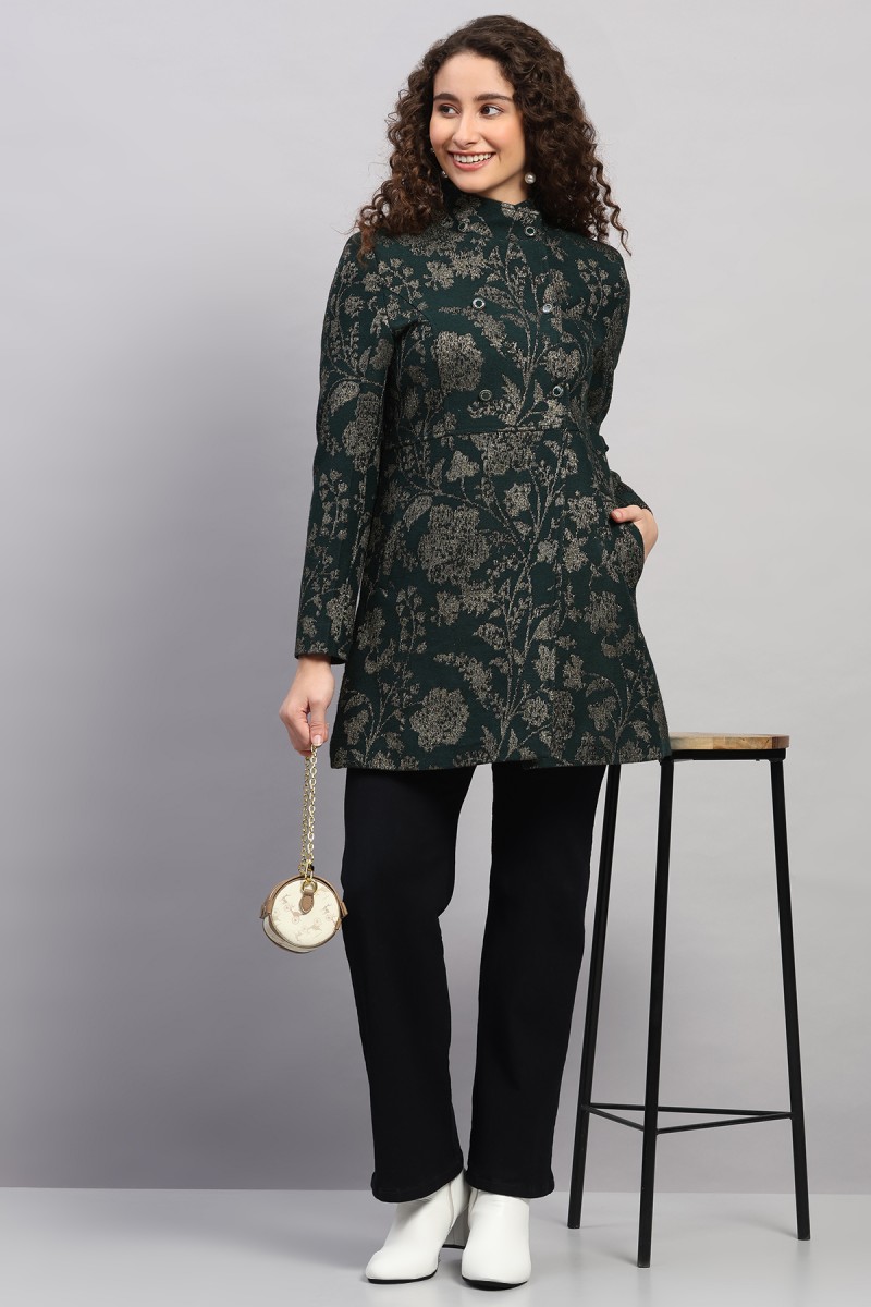 METALLIC FLORAL JACQUARD KNITED COAT