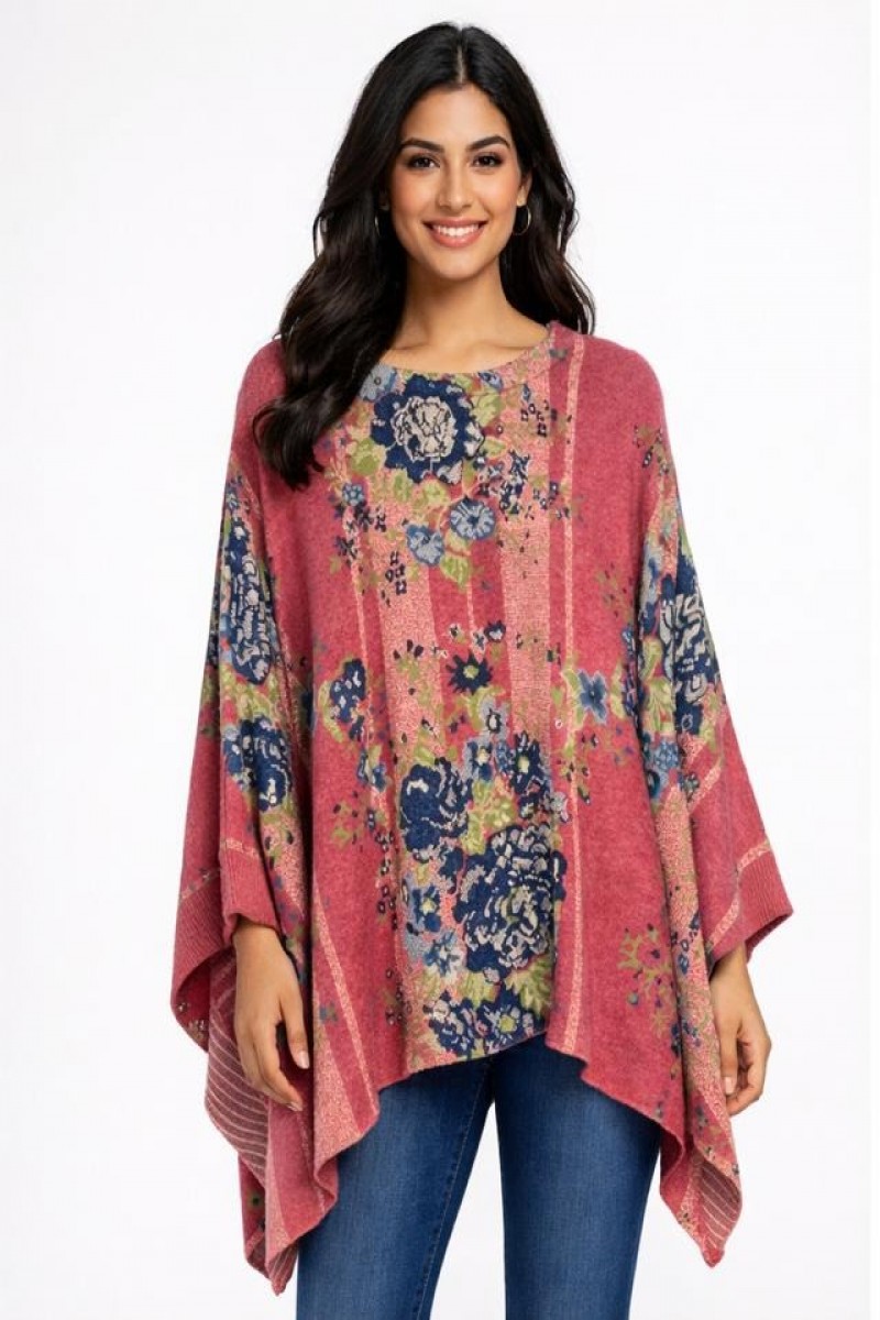 JACQUARD KNITTED FLORAL PONCHO