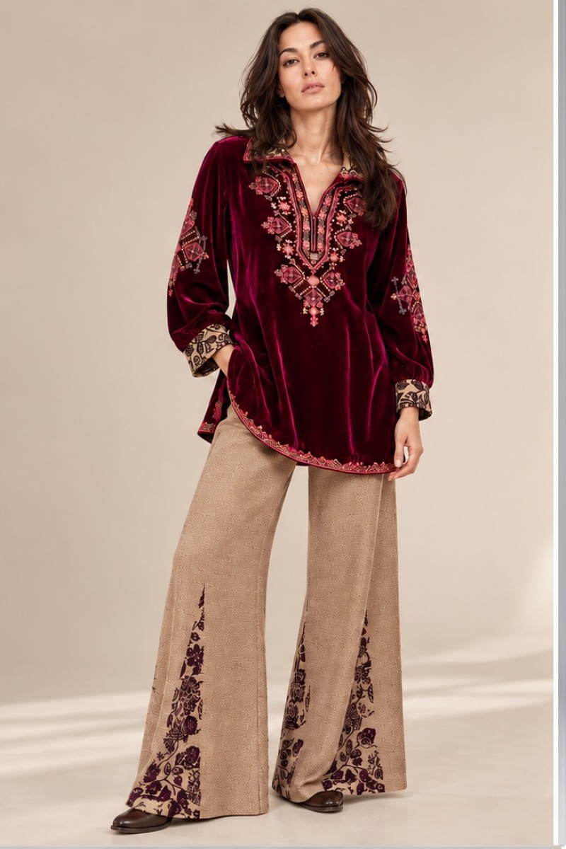 VELVET EMBROIDERED CO-ORD SET