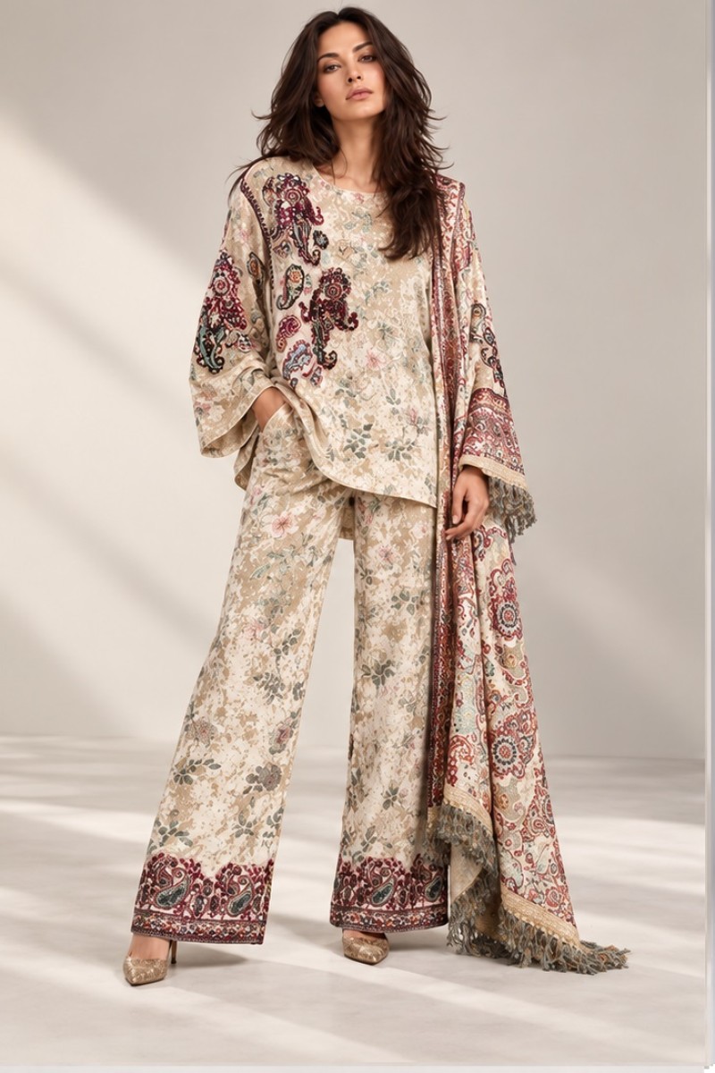 VELVET EMBROIDERED CO-ORD SET