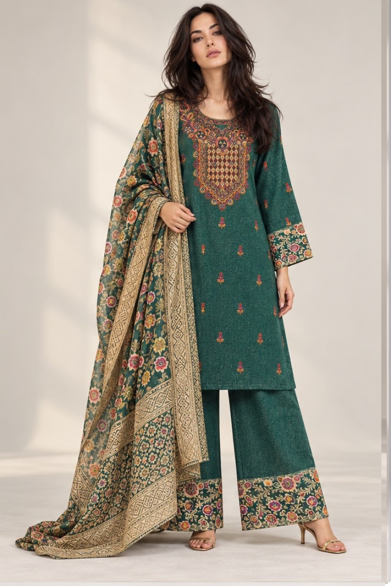 KNITTED EMBROIDERED KURTI SET