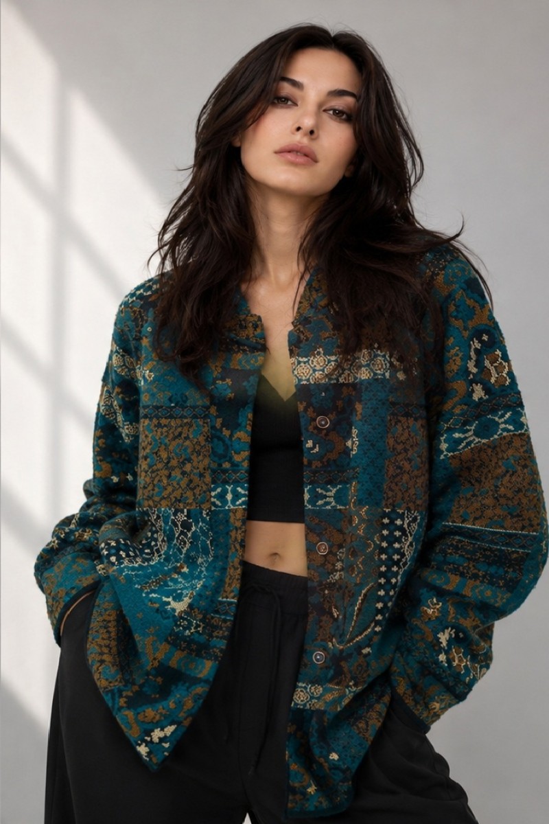 JACQUARD KNITTED CARDIGAN