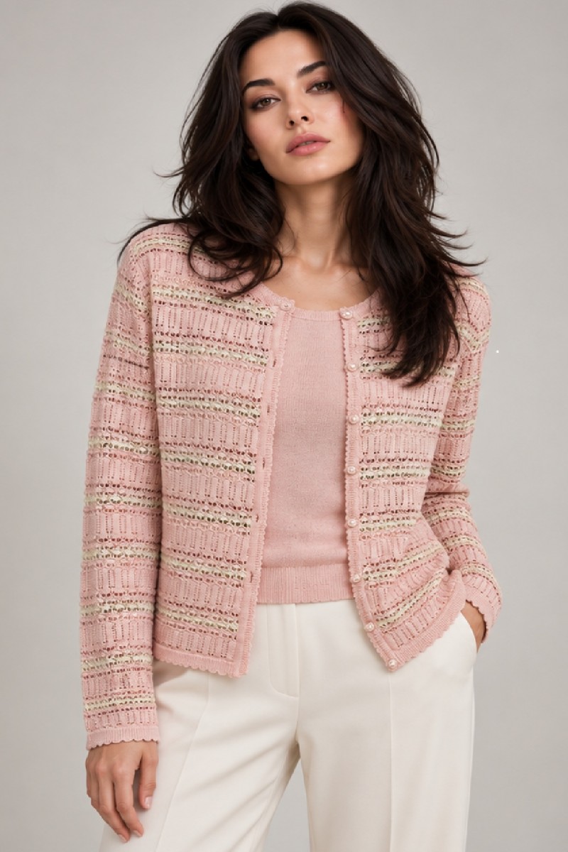 POINTELLE KNIT CARDIGAN