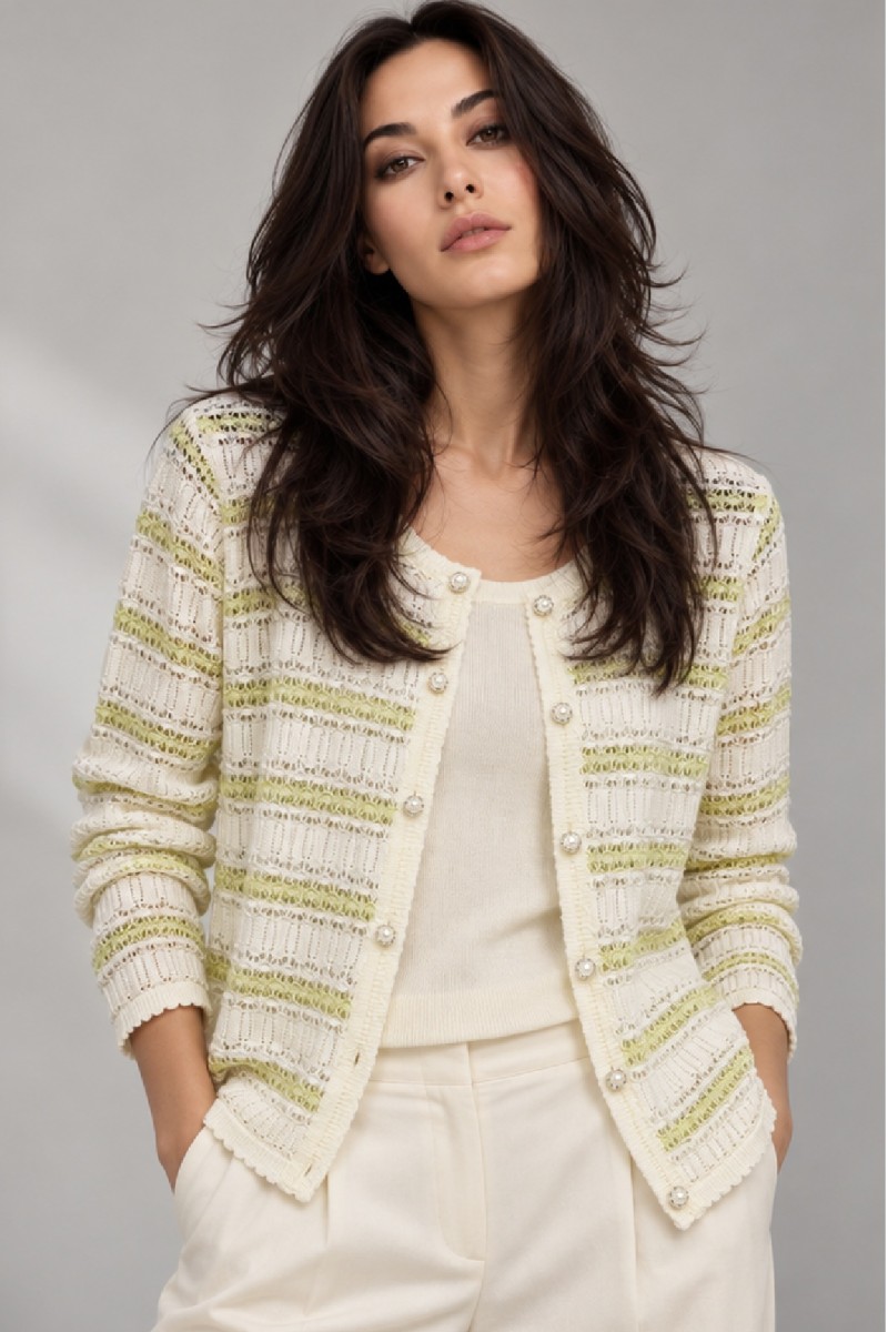 POINTELLE KNIT CARDIGAN