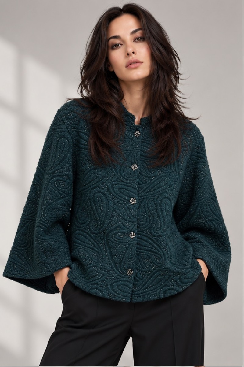 PAISLEY JACQUARD CARDIGAN