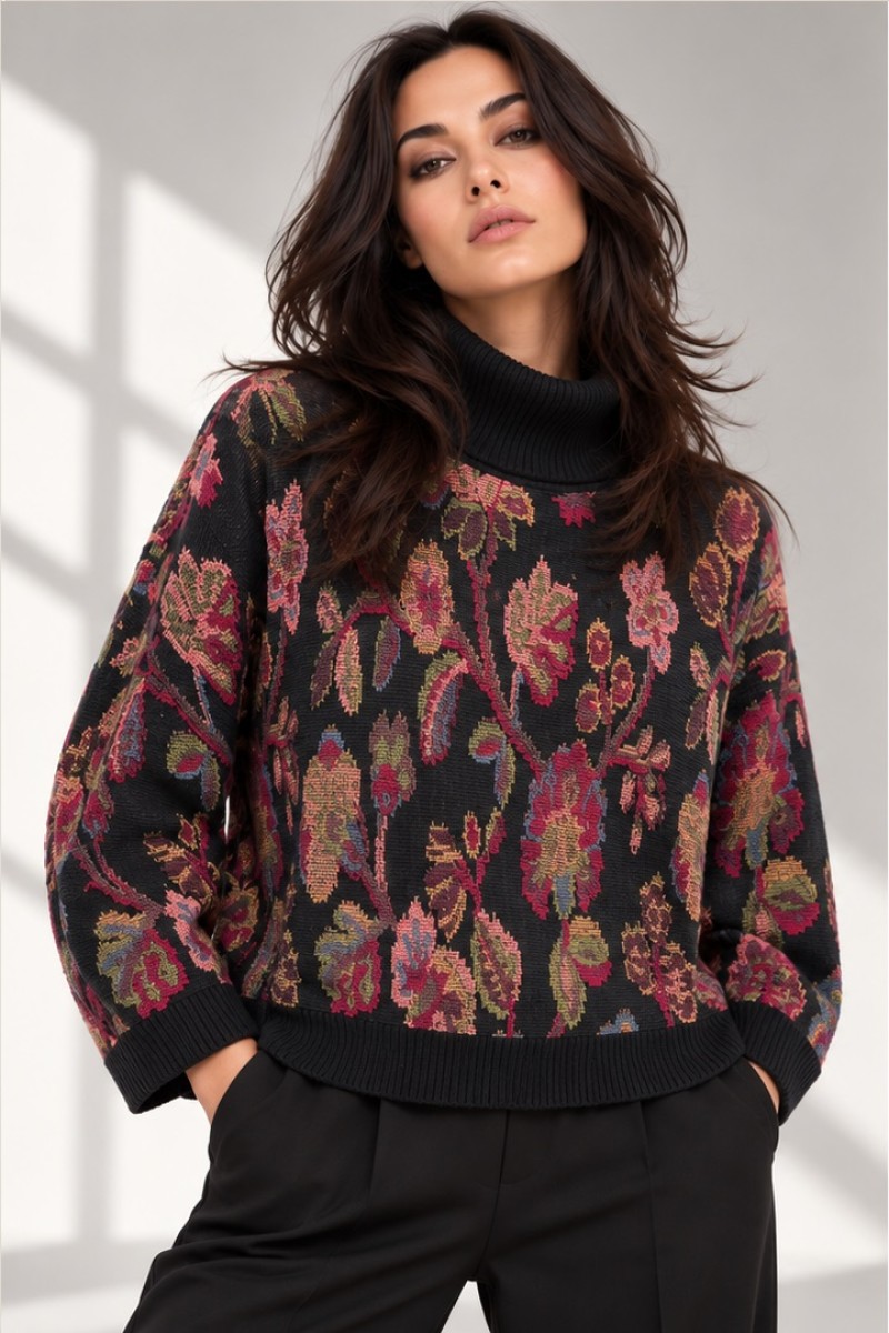 JACQUARD KNITTED PONCHO