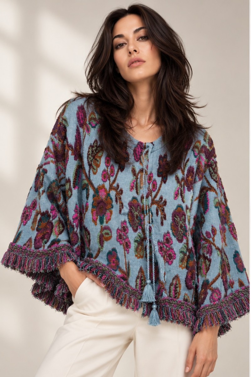 KNITTED CARDIGAN CAPE