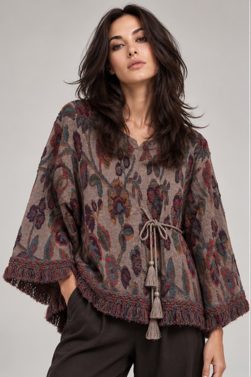 KNITTED CARDIGAN CAPE
