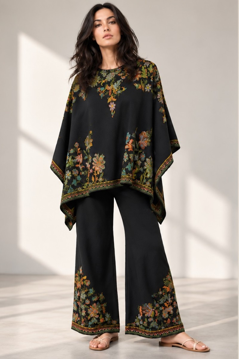 FLORAL MOTIFS KNITTED CO ORD SET