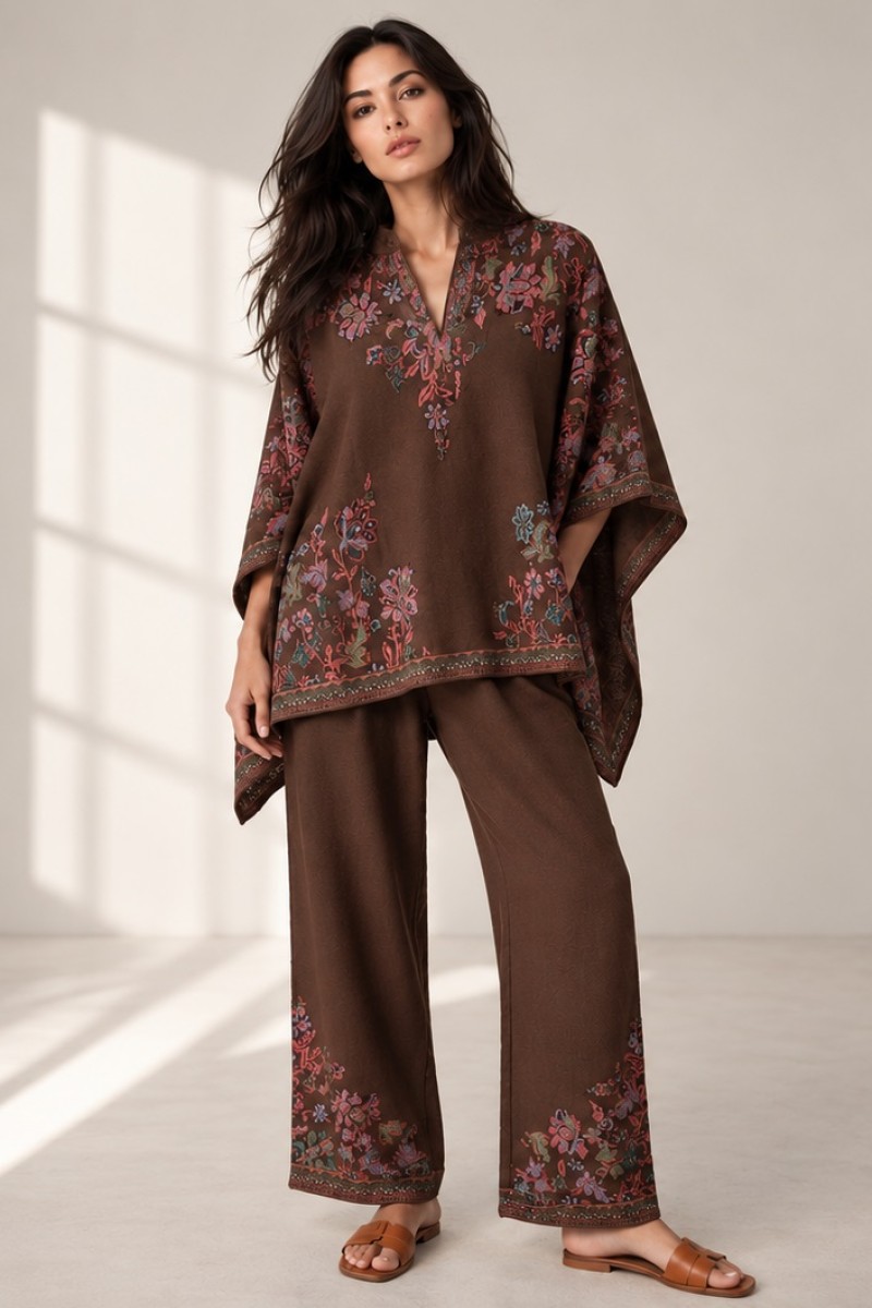 FLORAL MOTIFS KNITTED CO ORD SET