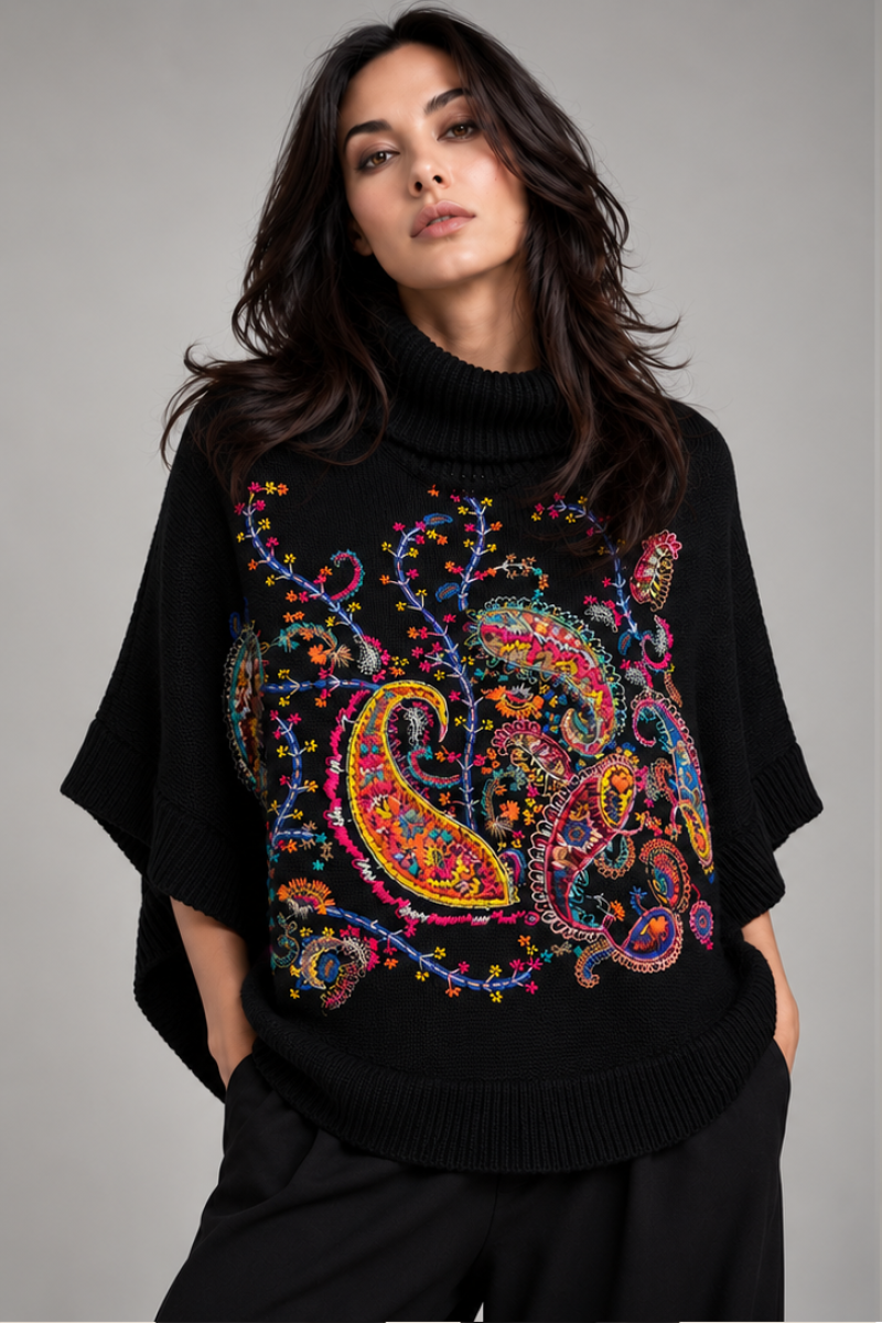 JACQUARD KNITTED PONCHO