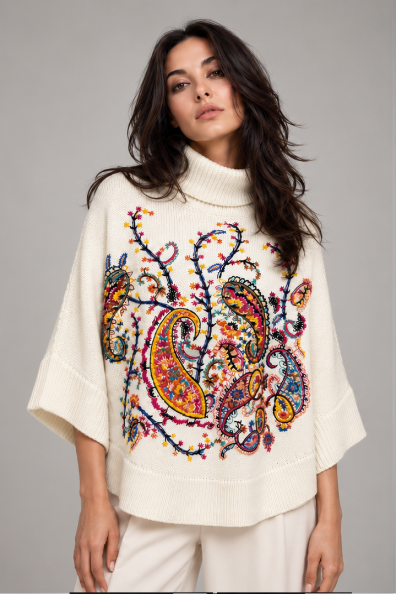 JACQUARD KNITTED PONCHO