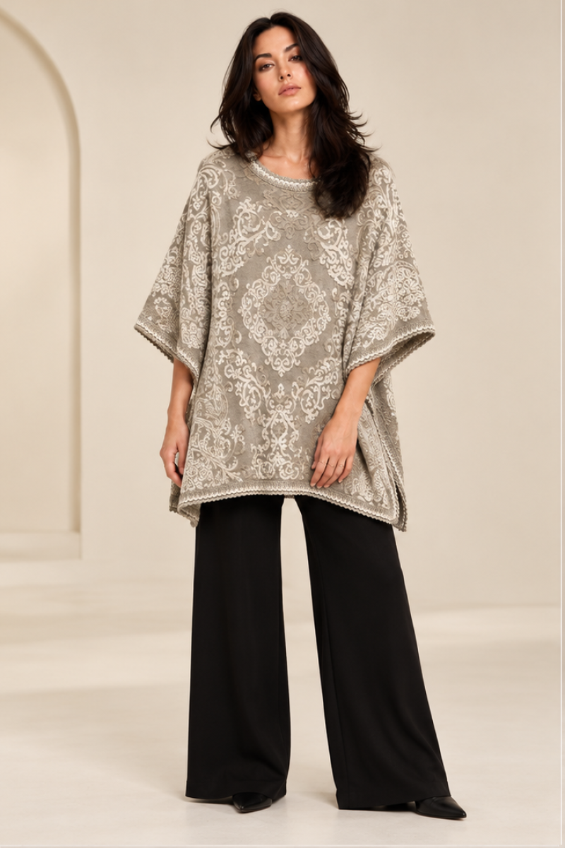 JACQUARD KNITTED PONCHO