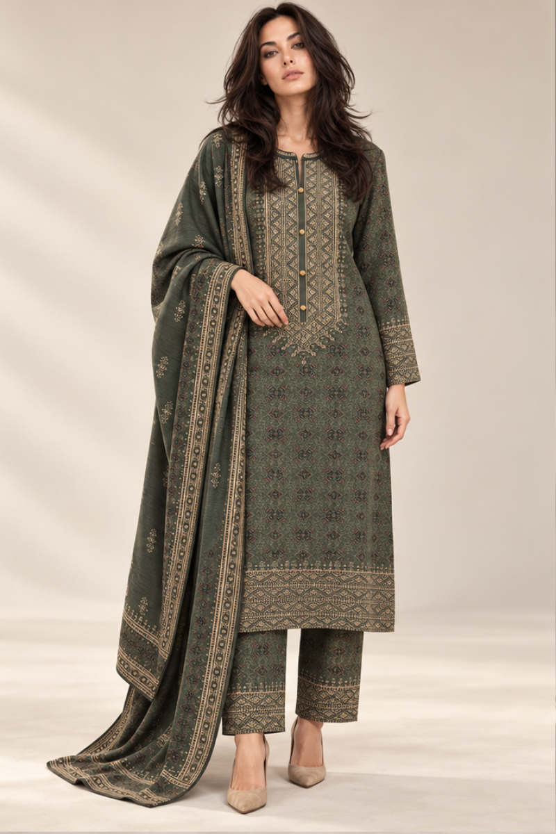 KNITTED EMBROIDERED KURTI SET