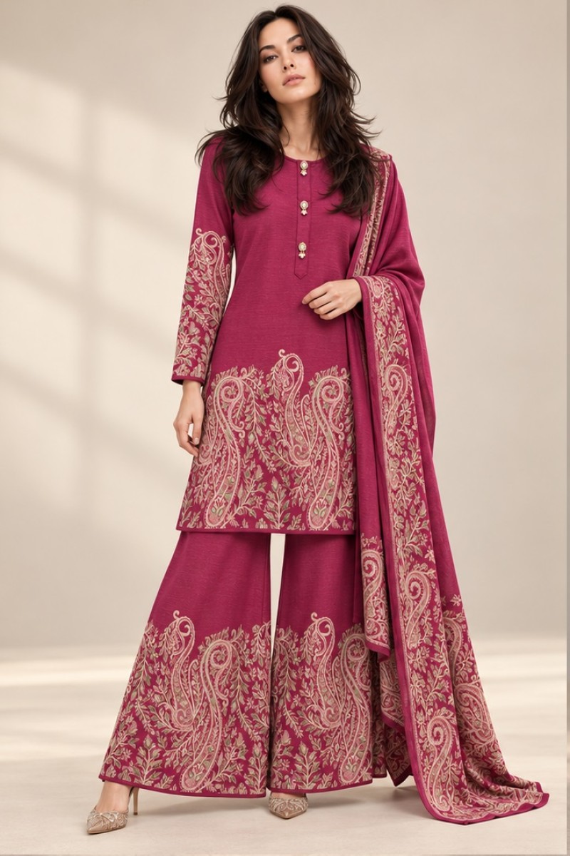 KNITTED EMBROIDERD KURTI SET