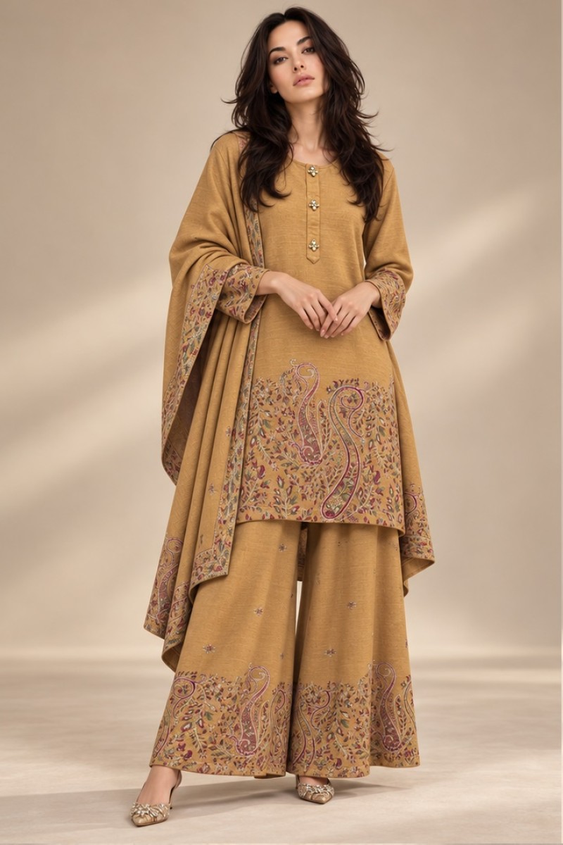 KNITTED EMBROIDERED KURTI SET