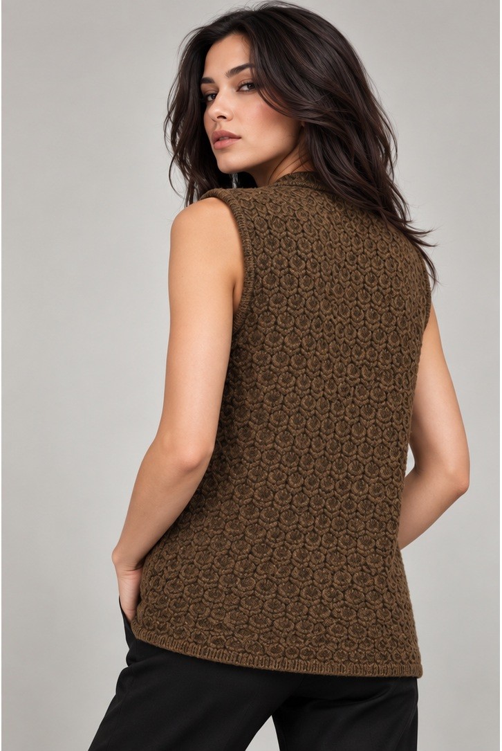 TEXTURED SLEEVELESS CARDIGAN