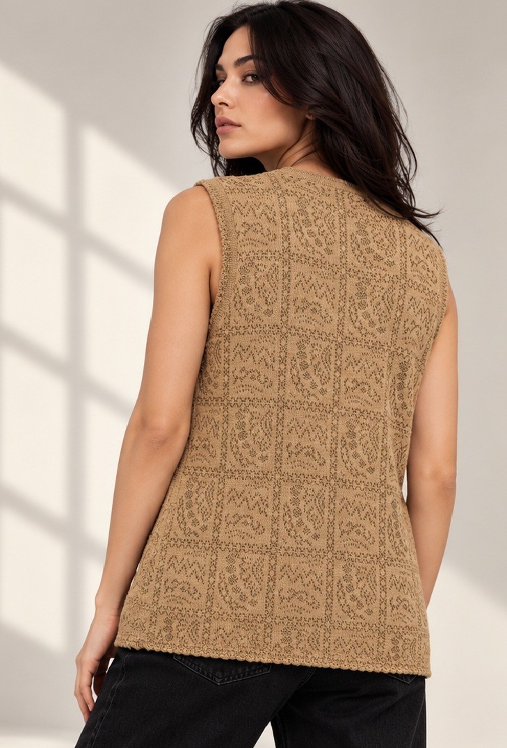 JACQUARD SLEEVELESS CARDIGAN