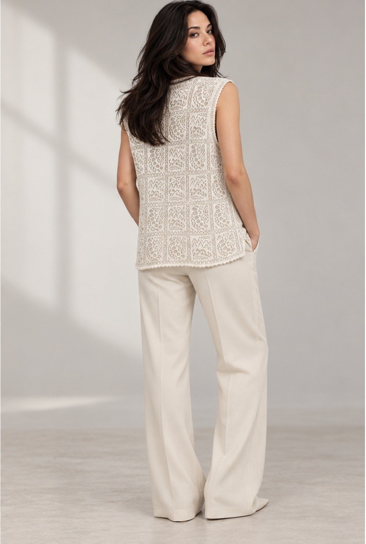 JACQUARD SLEEVELESS CARDIGAN