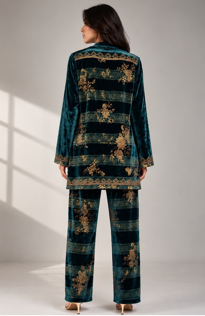 VELVET EMBROIDERED CO-ORD SET