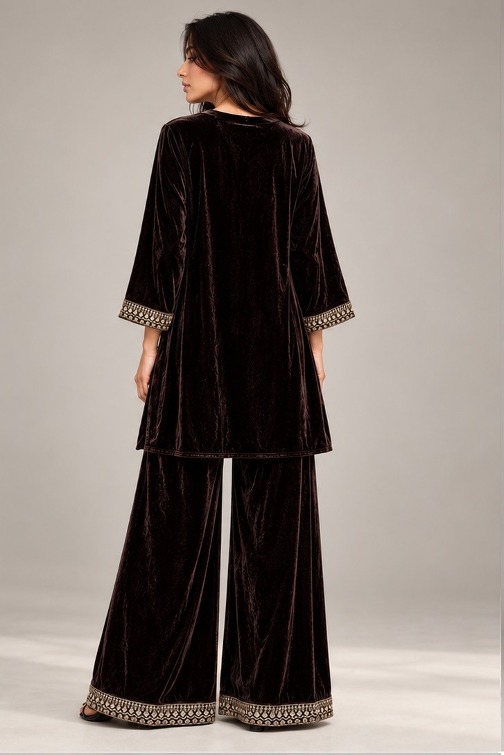 VELVET EMBROIDERED CO-ORD SET