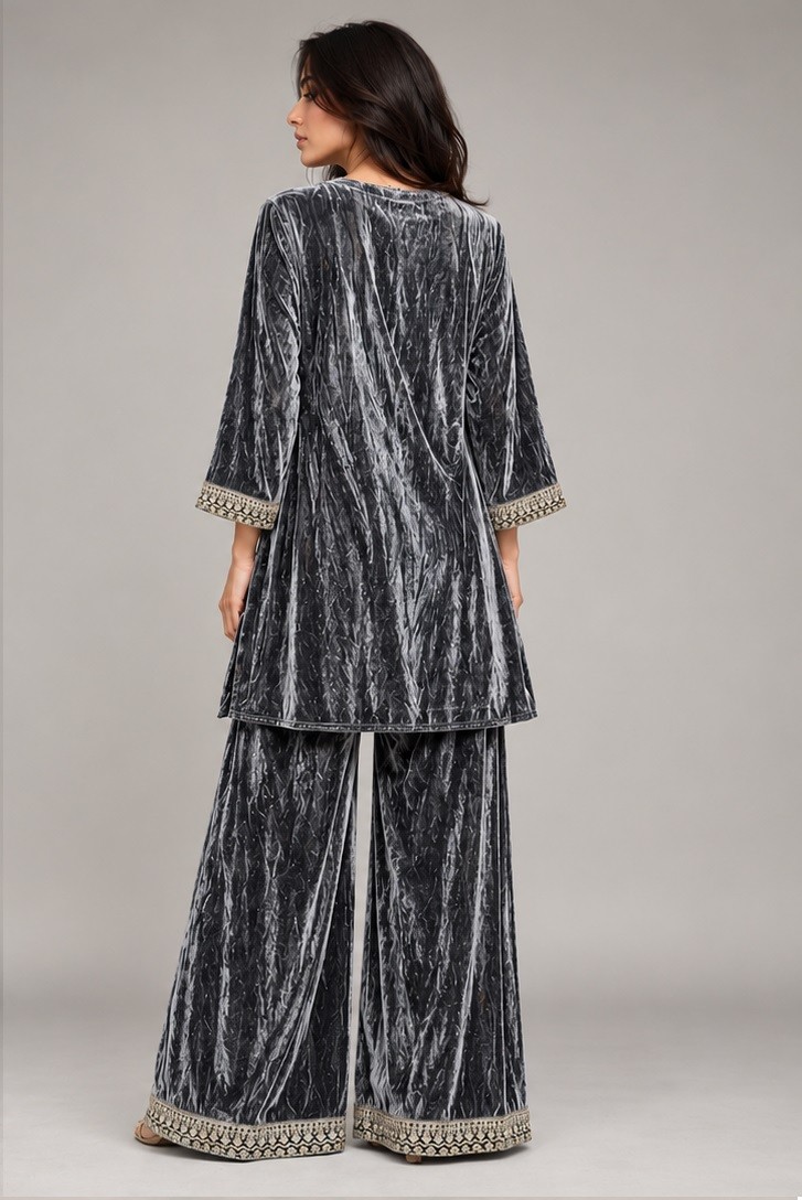 VELVET EMBROIDERED CO-ORD SET