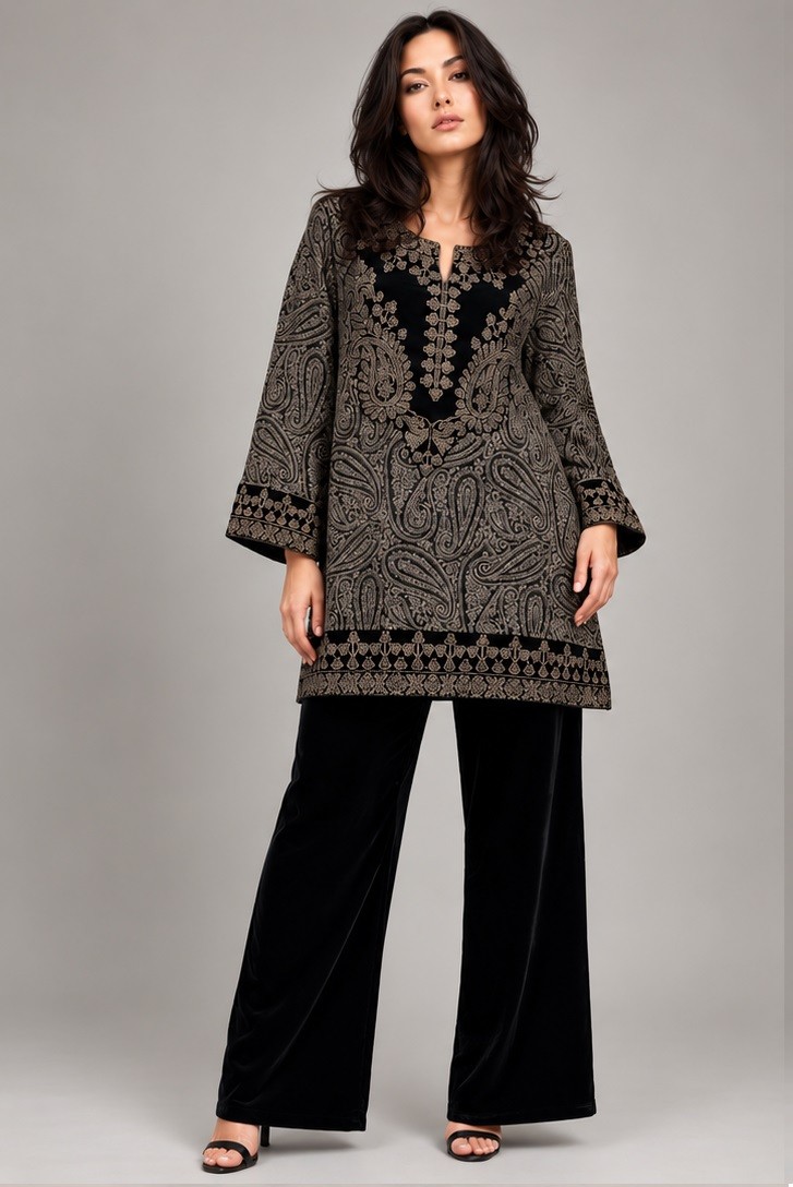 VELVET EMBROIDERED CO-ORD SET