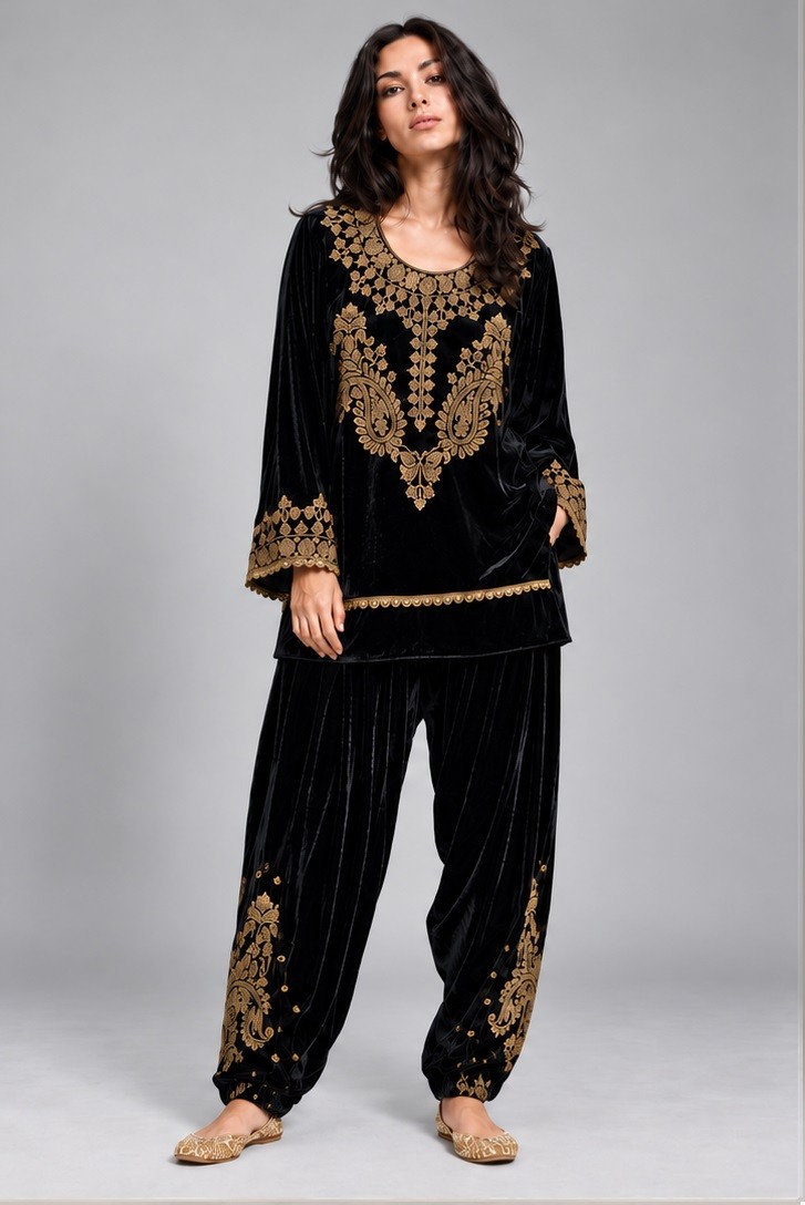 VELVET EMBROIDERED CO-ORD SET