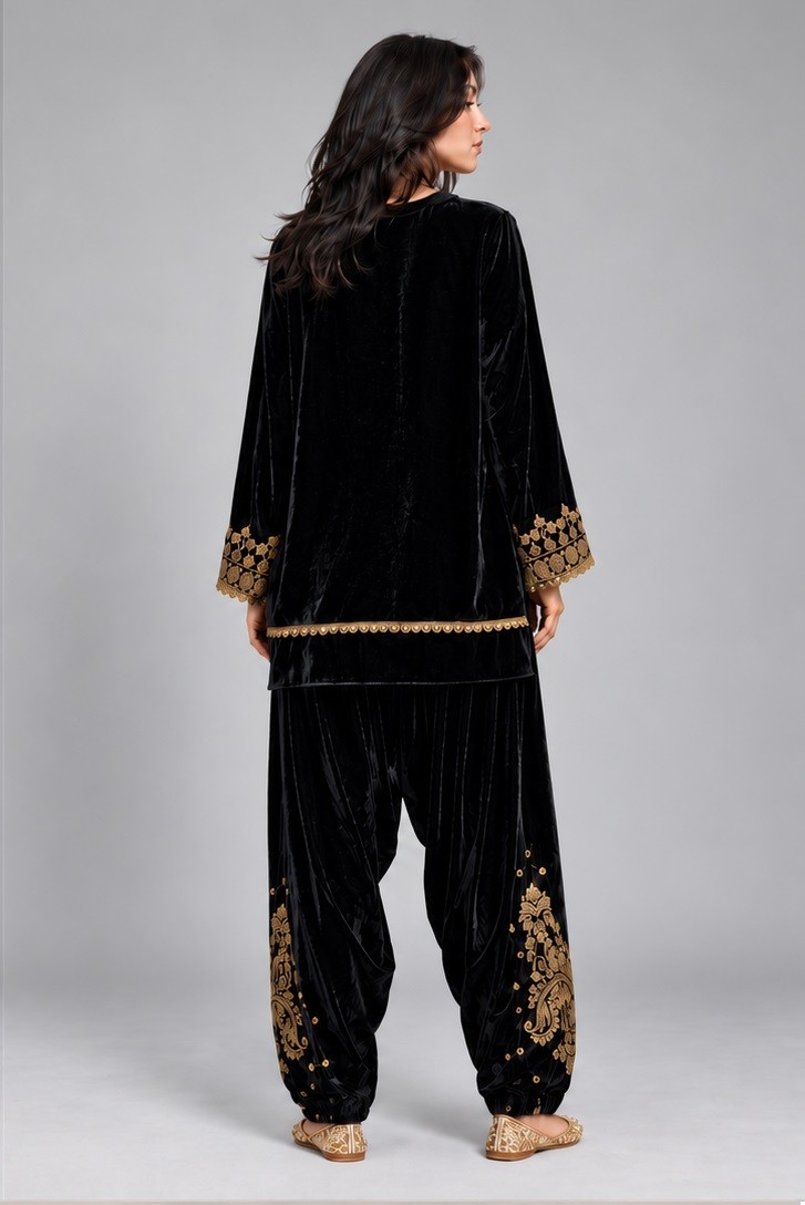 VELVET EMBROIDERED CO-ORD SET