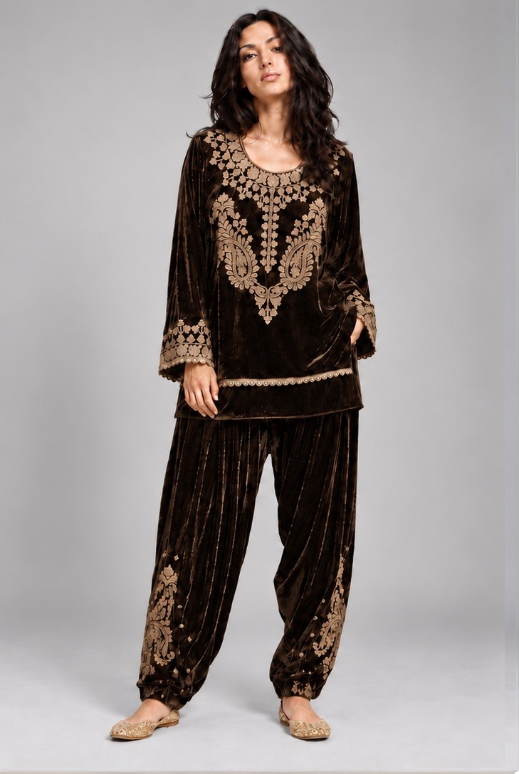 VELVET EMBROIDERED CO-ORD SET