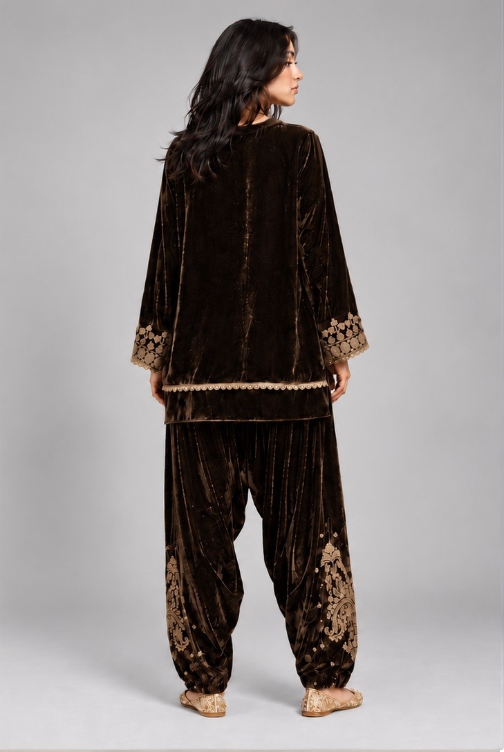 VELVET EMBROIDERED CO-ORD SET