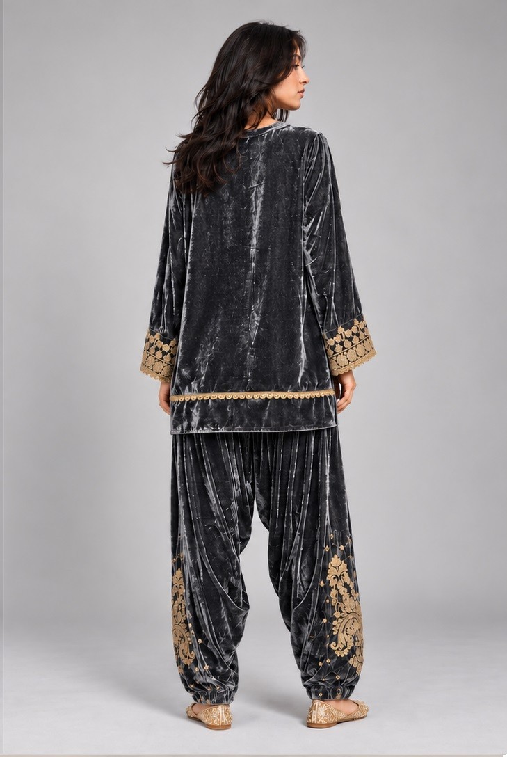 VELVET EMBROIDERED CO-ORD SET