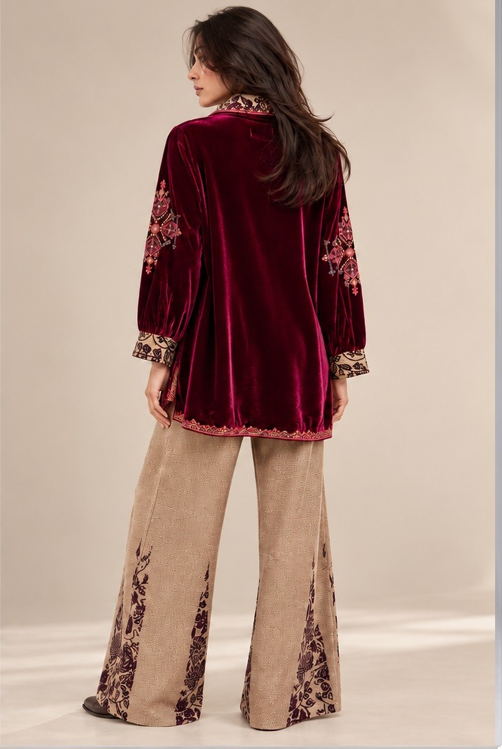 VELVET EMBROIDERED CO-ORD SET